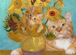 Vincent Van Gogh, Twelve Sunflowers and Two Cats